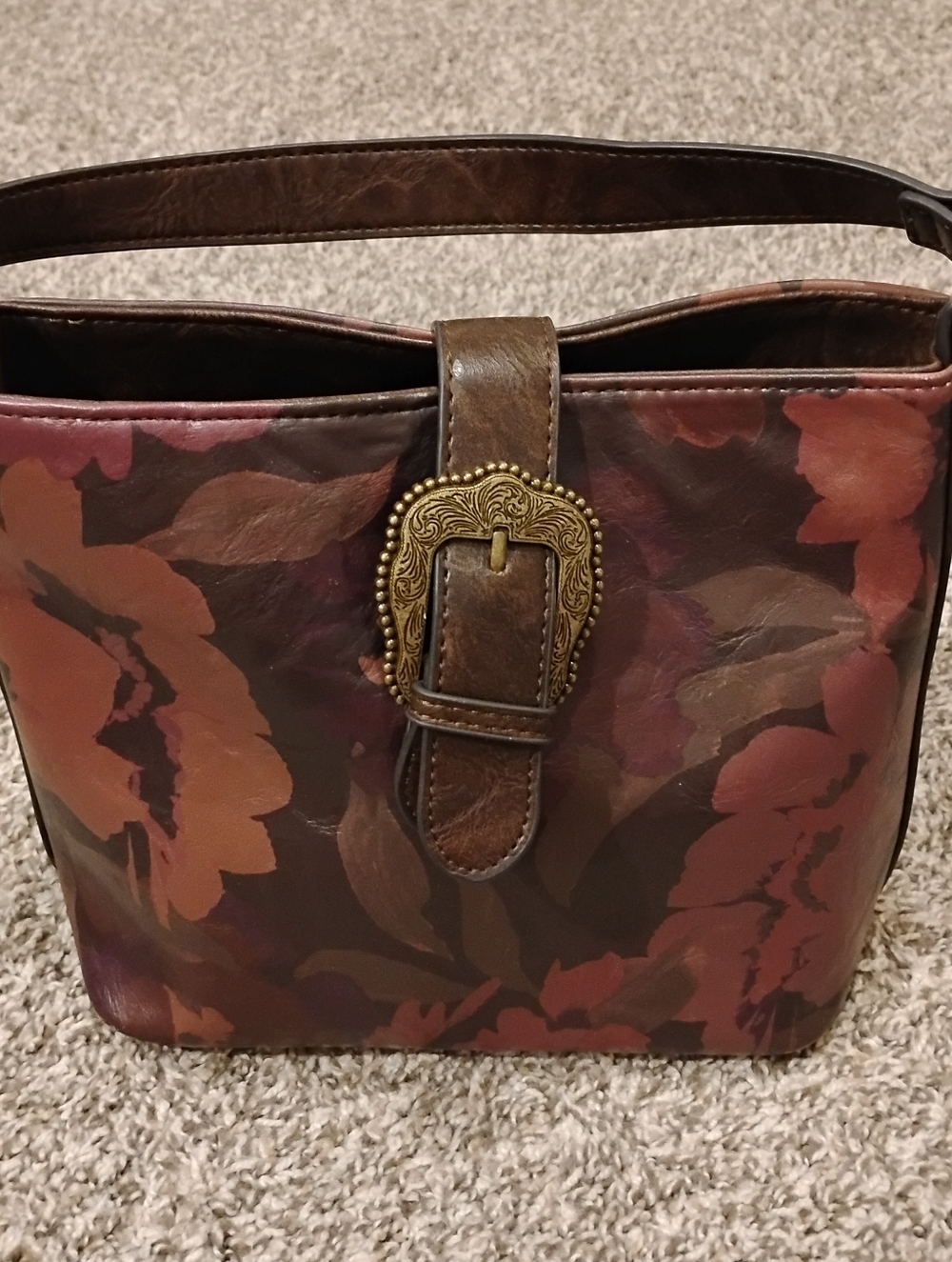 The Pioneer Women Floral Design Bucket Brown Handbag Shoulder Bag